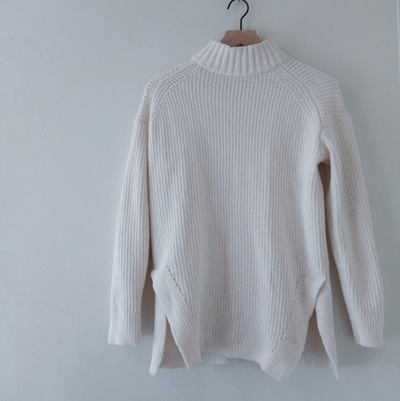 a new day Sweaters - [ Chunky Chenille Knit Mock Neck Turtleneck Split Hem Tunic Sweater ]